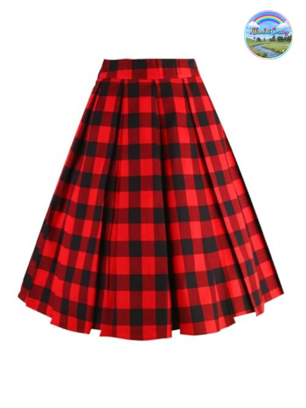 OBBUE Vintage Pleated Skirt A-line Midi Skirt Cotton Side Pockets
